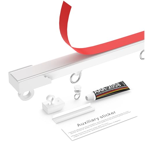 YLNANMI Rail de Rideaux Plafond Adhesif Sans Percage-6x40cm(240cm) Rail de Rideau Plafond,Rail Rideaux Camping Car– Tringle à rideau facile à
