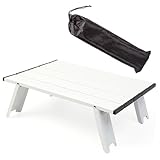 Lywencom Mesa Plegable, Mesa de Camping Plegable portátil, Mesa de Playa, Mesa compacta multifunción, Mesa de Aluminio, Adecuada para Exteriores, Camping (White, Patchwork)