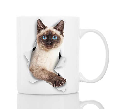 Divertente Gatto Siamese Tazza in Ceramica - 330 Grammi Divertente Tazza di Caffè - Il Regalo Perfetto Con Soggetto Gatto Siamese - Ideale Per Compleanno o Natale