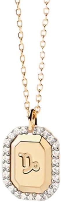Collier en Argent Sterling Zodiaque pour femme avec pendentif carré horoscope