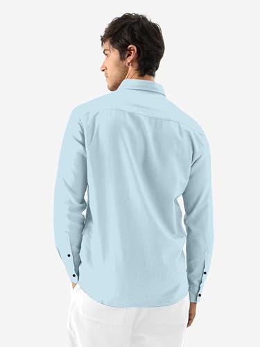Image of Men's Linen Cotton Casual Shirt | Regular Fit Plain Shirt for Men | Long Sleeve Shirt for Casual & Formal Wear