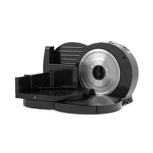 Petra Allesschneider Elektrisch, Brotschneidemaschine Elektrisch mit 3 Geschwindigkeiten, Aufschnittmaschine 170mm, 1-15mm Schnittstärke, Fingerschutz, 150W