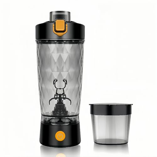 TDXVPB Self electric Stirring Cup with powder box Protein Shake Bottle Portable sports Mug Lightweight large capacity Cup (Black)