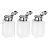 sourcing map 3 Stück Lösungsmittel-Alkohol-Spender 180 ml (6 oz) Druckflüssigkeits-Spenderpumpe mit abdichtendem Edelstahldeckel für Aceton-Reiniger Nagellackentferner, Weiß