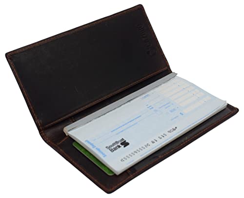 Marshal High End Leather Basic Checkbook Cover Case 156 (Rfid Buffalo Brown) #TOP3