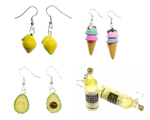 Miniblings lot de 4 boucles d'oreille faites main qualité argentée
