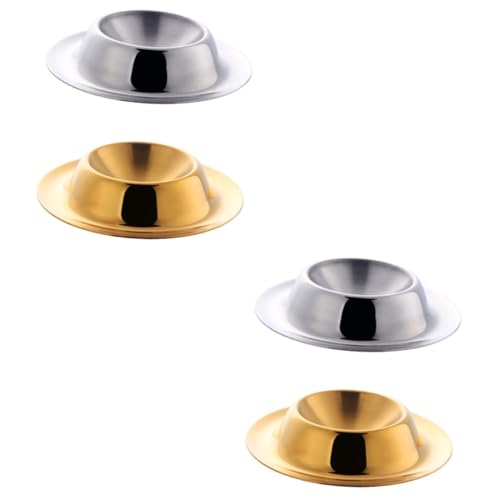 Mikinona 4 Pcs Stainless Steel Eggs Breakfast Egg Stand Egg Carrier Hard Soft Boiled Egg Cups Egg Cup Holder Egg Tray Egg Rack Egg Holder for Refrigerator Table Egg Poached Egg Cups Silver