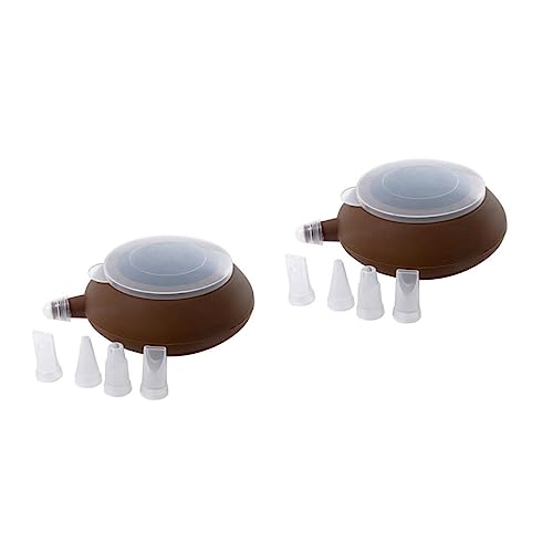 Garneck 2pcs Macaron Silicone Pastry Cake Nozzle Pen Set Decorative Nozzles Non-Stick Reusable for Baking Decorating High-Temperature Resistance