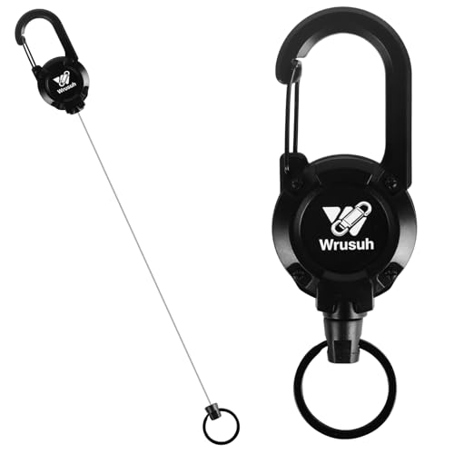 Wrusuh Heavy Duty Retractable Keychain, Multitool Carabiner Badge Holder-Sturdy & Durable Design for...