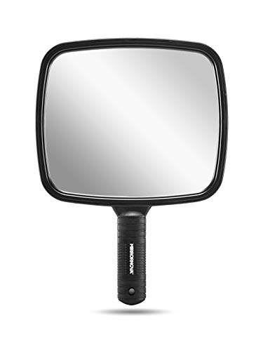 Mirrornova Hand Mirror, Black Handheld Mirror with Handle for Salon Professionals, Barbers, Hairdressers