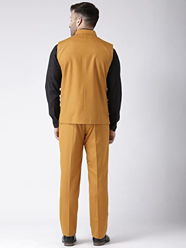 Image of hangup Men's Synthetic Notch Lapel Suit (2BasketTR Mustard 42 Yellow