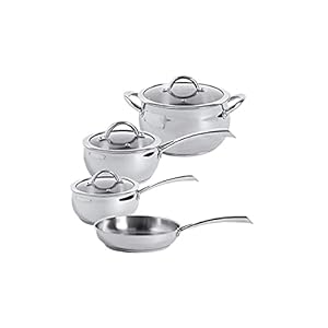 Oster Derrick 7-Piece Stainless Steel Cookware Set with Tempered Glass Lids, Semi Polished