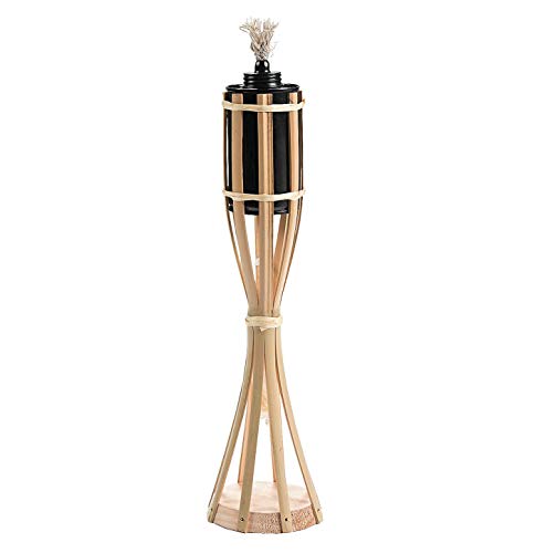 Fun Express Tabletop Tiki Torches (Set of 2) Outdoor Home Decor and Luau Party Supplies Bamboo