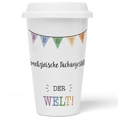 JUNIWORDS To-Go Becher mit Deckel, Beste Tiermedizinische Fachangestellte der Welt (5722618)