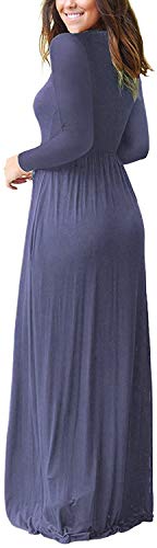 Image of AUSELILY Women's Classic Long Sleeve Dress Loose Plain Long Casual Maxi Dresses with Pockets 2026