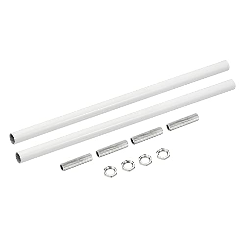 Image of MECCANIXITY Threaded Extension Rod, 9.8 inch Lamp Pipe with Connector Light Fixture Parts for Pendant Light Island Lighting Chandeliers Stems, White 2 Set