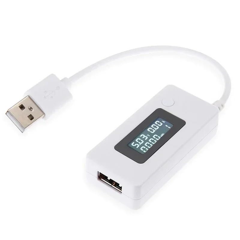CZKE 3 in 1 LCD Digital USB Voltmeter Ammeter 5V 12V DC Car Phone Voltage Current Volt Ampere Power Capacity Charger Detector Monitor(Type 4 White)