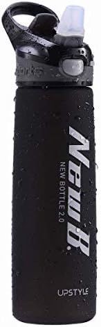 UPSTYLE 26 oz Sports Water Bottle with Straw, Leakproof and Dustproof Cap, Locking Flip-Flop Lid, BPA-Free Tritan New B Wide Mouth Plastic Bottle for Workout and Outdoor Hiking Camping Travel 750 ML