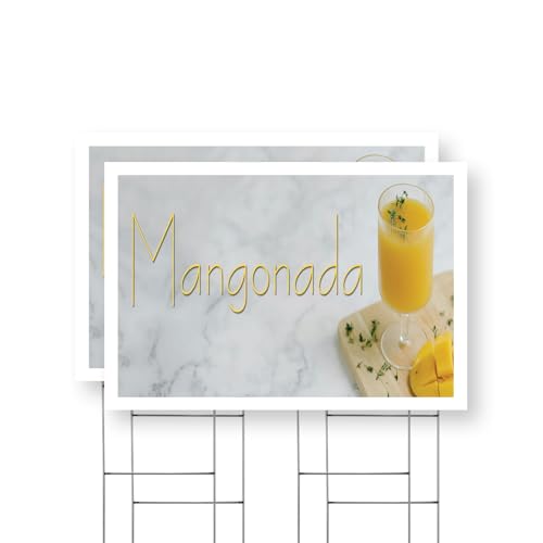 Mangonada Yard Sign 2 Pack of 24 Inch x 36 Inch Single Sided Weatherproof Heavy-Duty Plastic with Stake | Authentic Mexican Drinks, Refreshing Flavors, Food Promotions | Made in USA