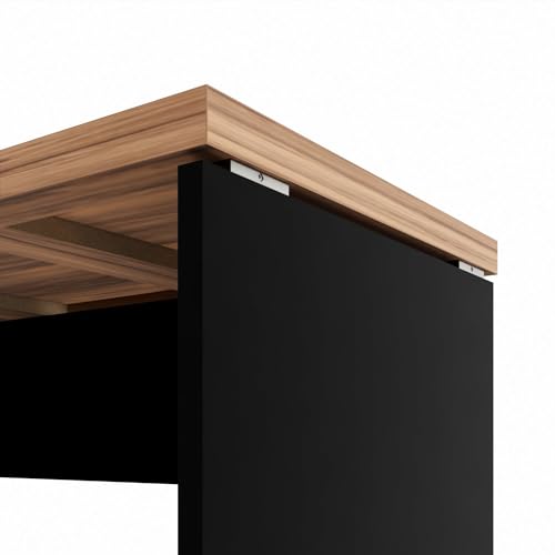 Mesa Retangular Pé Painel 170x70x73,5cm Marrom/Preto