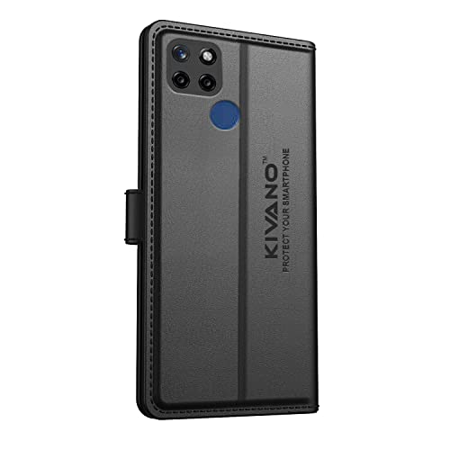 Image of KIVANO Realme C12 Professional Series Wallet Case | Luxurious Design | Premium | PU Leather Flip Case Back Cover | Magnetic Closure - Black