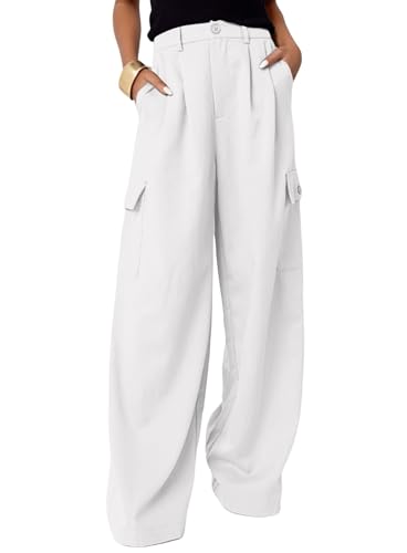 Dokotoo Lounge Women's Pants 2026 Fall Palazzo Pants for Women Cargo White