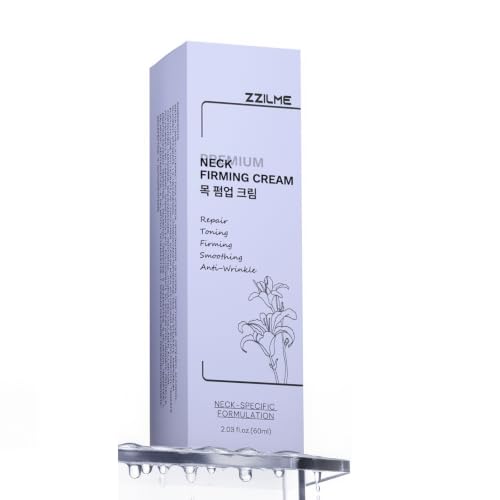 ZZILME Neck Firming Cream with Peptides & Hyaluronic Acid Hydrating Neck and Dcollet Treatment for Smoother-Looking Skin Moisturizing Daily Neck Cream 2.03 Fl Oz