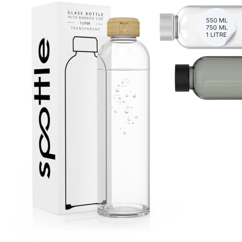spottle Bouteille Infuseur Thé 500ml 750ml 1L - Double Paroi Borosilicate - Gourde Etanche Sans BPA - Lave-Vaisselle - Housse Néoprène Incluse