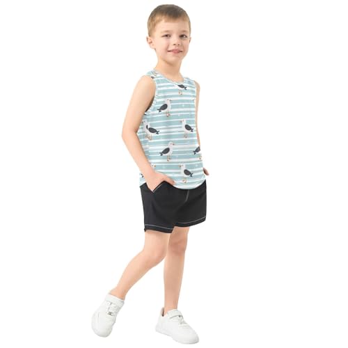 J JOYSAY Seagull Star Stripe Boys Tank Top Sleeveless Muscle Shirts Quick Dry Active Sport Workout Kids T-Shirts 3-15T4