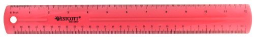 Westcott Jeweltone Plastic Ruler, 12-Inch, Pink