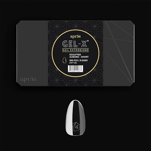 Aprs Gel-X Tip Box | Sculpted Almond | 500pc Soft Gel Tips 11 Sizes 00-9 Premium Quality (Sculpted Almond Short 500 pcs)