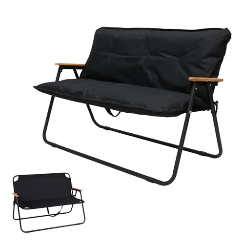 BDL Double Camping Chair Loveseat Heavy Duty Folding Double Seat Beach Chair with Cushion for Outdoor Travel Hiking Patio Beach