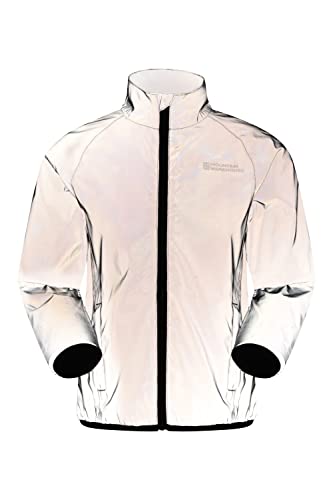 Mountain Warehouse Wasserabweisende 360 reflektierende Jacke für Kinder – weit sichtbar, atmungsaktives Netzfutter, Reißverschlusstaschen – ideal für Laufen und Reisen Silber 11-12 Jahre