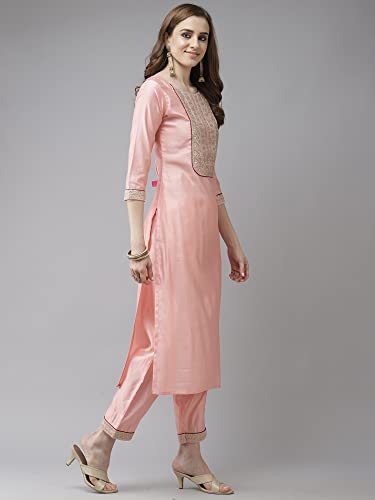 Image of INDO ERA Women's Embroidered Viscose Straight Kurta with Pant & Dupatta Set (KD9OW2473)