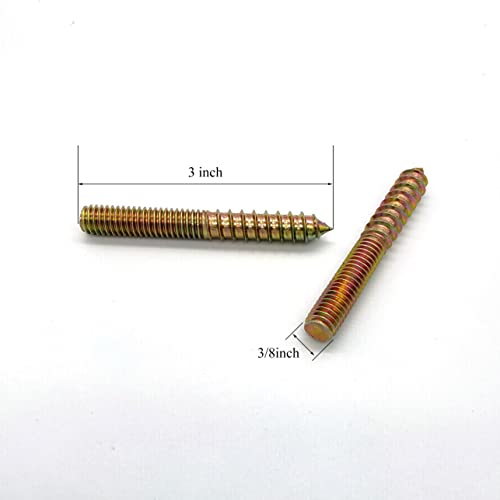 Image of 12 Pack 3 /8-16 x 3 Inch Hanger Bolts 3 /8-16 inch Double Headed Bolts 3 /8 Wood Dowel Screw Self-Tapping Screw Hanger Bolts for Furniture Double Head Threaded Rods Bolt 75mm Length