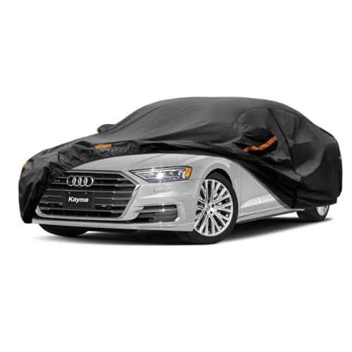 Kayme Sedan Car Cover Fit for Audi A8 A8L S8 (1997-2016) Automobiles All Weather Waterproof, Outdoor Cover Sun Rain Protection, with Lock and Zipper D