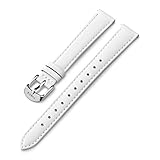 Timex 14mm Genuine Leather Strap – White with Silver-Tone Buckle