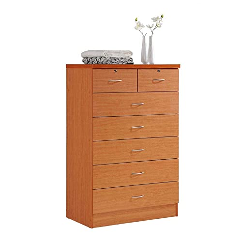Hodedah Import Hi70Dr Cherry Chest Of Drawers With Locks #TOP1