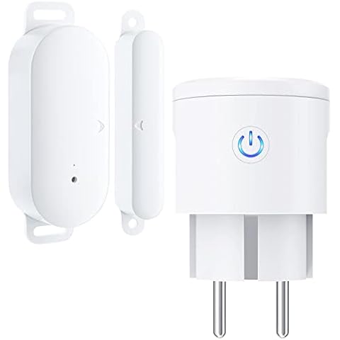 Milduall Funk Abluftsteuerung, Fensterkontaktschalter Magnetkontakt und Funksteckdose Abzugshauben-Schalter Set 3600W Wireless Fensterschalter für Dunstabzugshaube Kamin Garage Cover