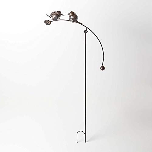 HOMESCAPES Black Balancing Love Birds Garden Accessory Steel Spinning Ornament