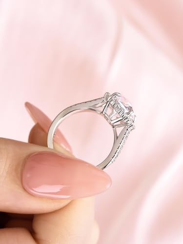 3.5CT Pear Shaped Engagement Ring,CZ Simuletaed Diamond Split Shank Promise Ring for Women in 925 Sterling Silver4