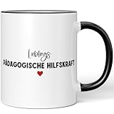 JUNIWORDS Tasse, Lieblings-Pädagogische Hilfskraft, Schwarz (7762727)