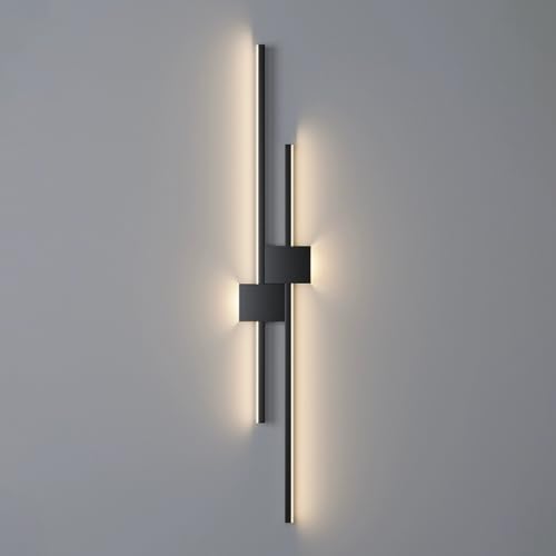 Aplique lineal LED negro con diseño geométrico de metal para decoración de interiores