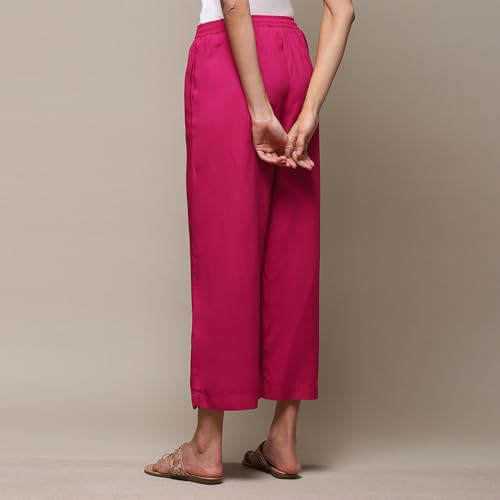 Image of BIBA Women Loose Mid Rise Rayon Palazzo