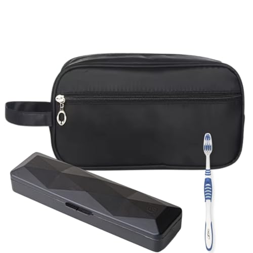 Nécessaire Premium Executiva Nylon Com Porta Escova De Dente (Preto)