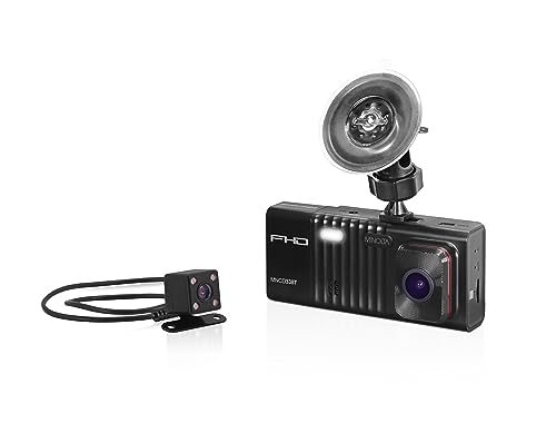 Minolta Dash Camera 3-Channel 1080P Car DVR with Rear & Interior Cam Night Vision 3.0 LCD Screen G-Sensor Loop Recording Parking Monitor Motion Detection 32GB Card (Black)