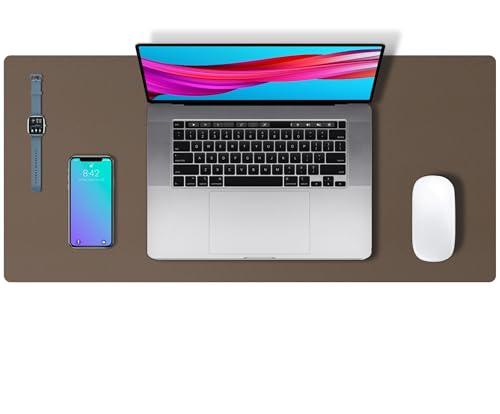 Image of Aothia Leather Desk Pad Protector, Large Mouse Pad, Office Mat, Non-Slip PU Leather Blotter, Laptop Desk Pad, Waterproof Writing Pad for Office and Home (Coffee, 23.6 inch x 13.7 inch)