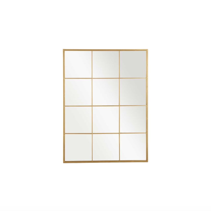 GIFTDECOR Espejo Ventana Pared, Dorado, Metalico, Estilo Industrial, diseño Moderno, para Salón, Dormitorio, recibidor, Distribuidor. 120x90