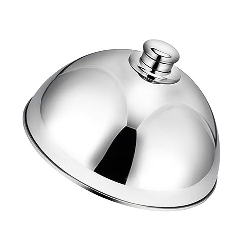 Cabilock 1pcs Stainless Steel Food Dome Cover, Food Serving Cover, Dome Plate Dust Food Plate Cover Food Dome Lid for Home Restaurant (10inch, Silver Bead)