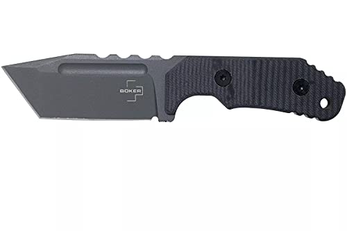 Boker Plus Little Dvalin Fixed Blade Edc Knife, G10 Handles Black Coated D2 Steel With Black Kydex Sheath, Designed By Dirk Hofmeister (Tanto) #TOP3